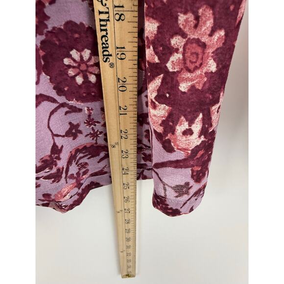Anthropologie Smocked Waist Wide Leg Pants Purple Floral Boho Tiered Pull On XL - Picture 9 of 9